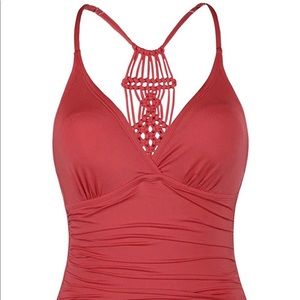 Halter One Piece Red Swimsuit